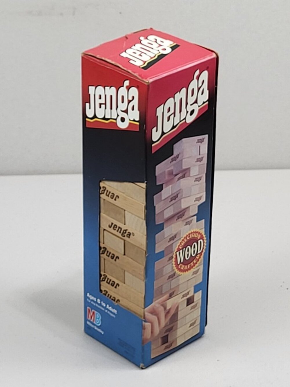 Vtg Jenga Game 1986 Milton Bradley Precision Crafted 54 pcs Hardwood Blocks USA - Picture 3 of 9